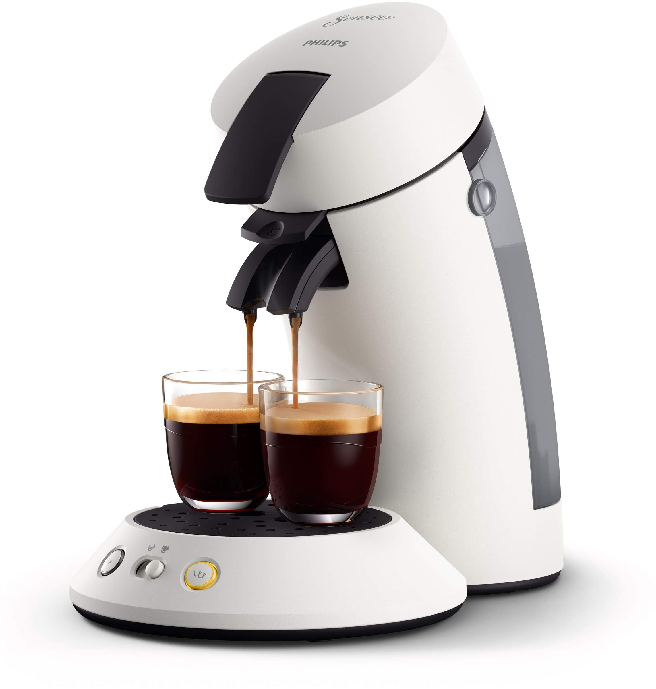SENSEO Original Plus Machine à Dosettes Blanche CSA210/11 – Crema Plus, 28% Plastique Recyclé