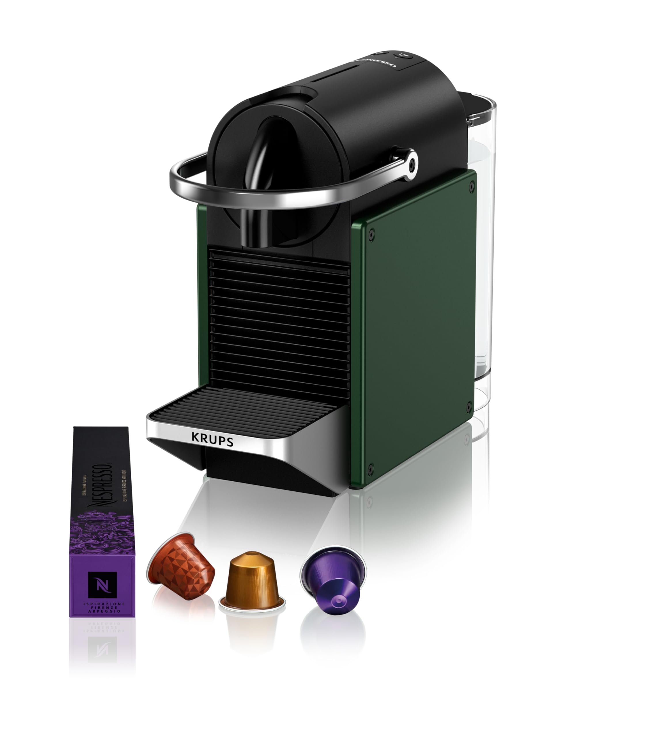 Machine à Café Nespresso Pixie Vert Foncé – Compacte, 2 Longueurs de Tasse, Eco Mode
